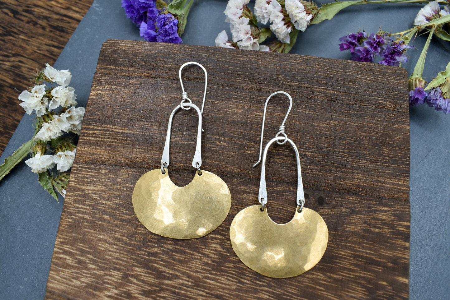 Short Scoop Earrings - Brass or Silver