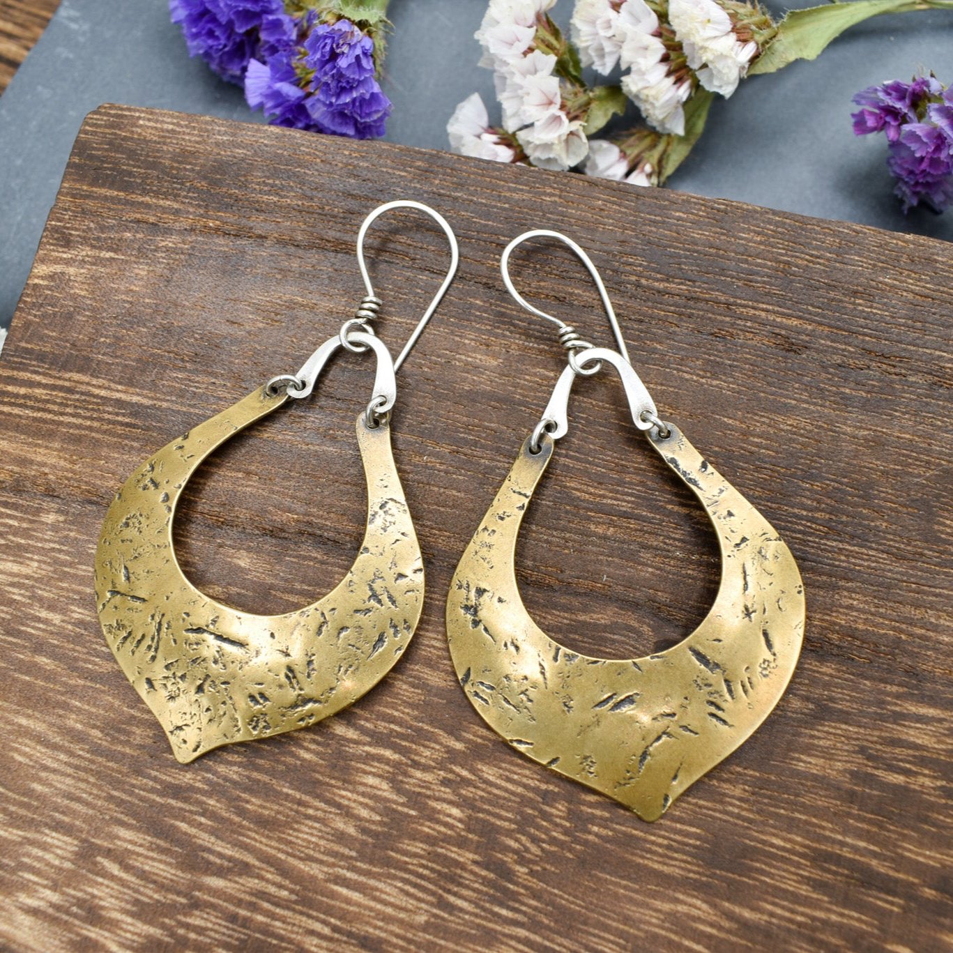 Magnolia Earrings, Mixed Metals