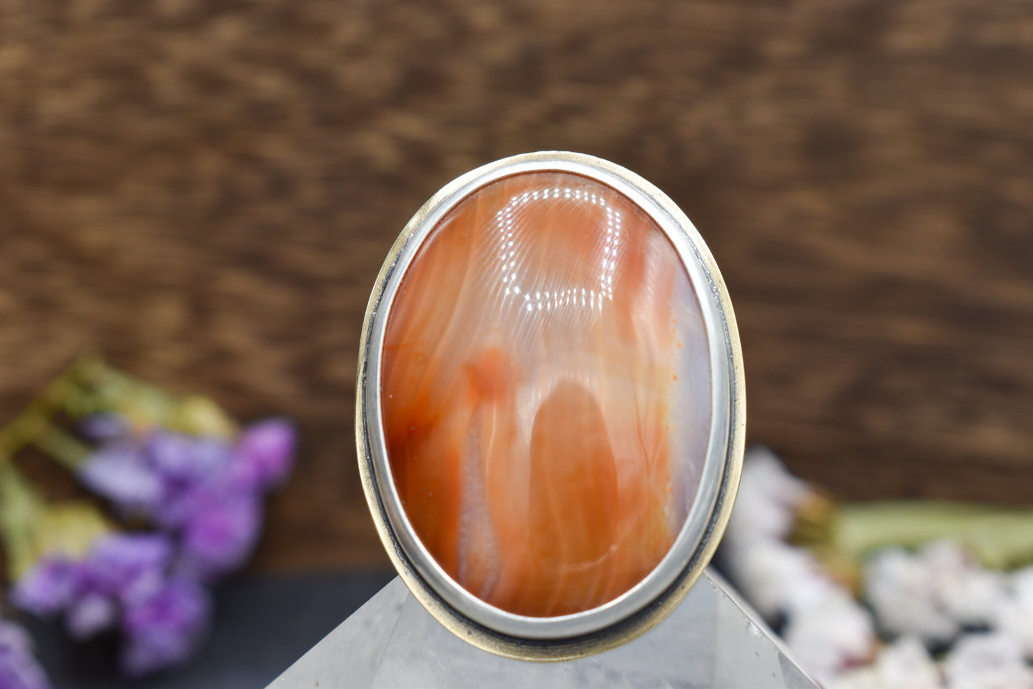 Carnelian Mixed Metals Ring - Size 7.5