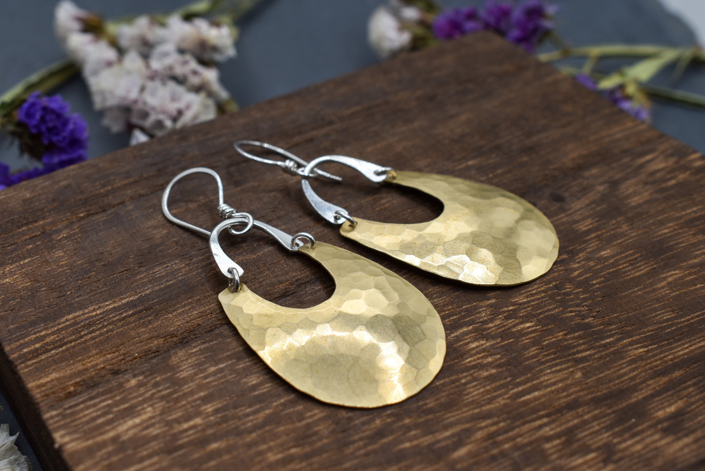 Long Scoop Earrings - Brass or Silver