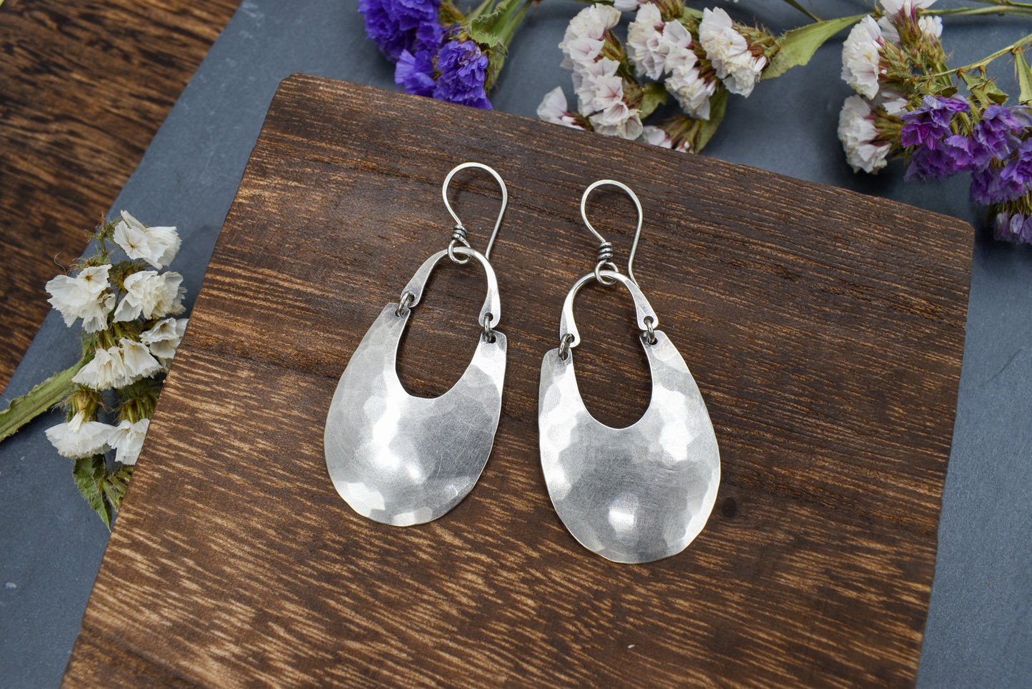 Long Scoop Earrings - Brass or Silver