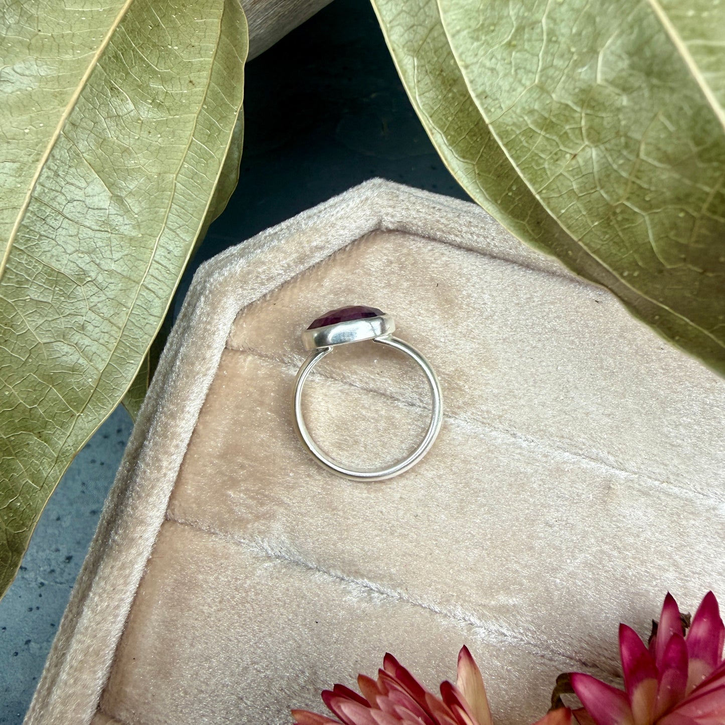 Faceted Pink Sapphire Ring - size 6