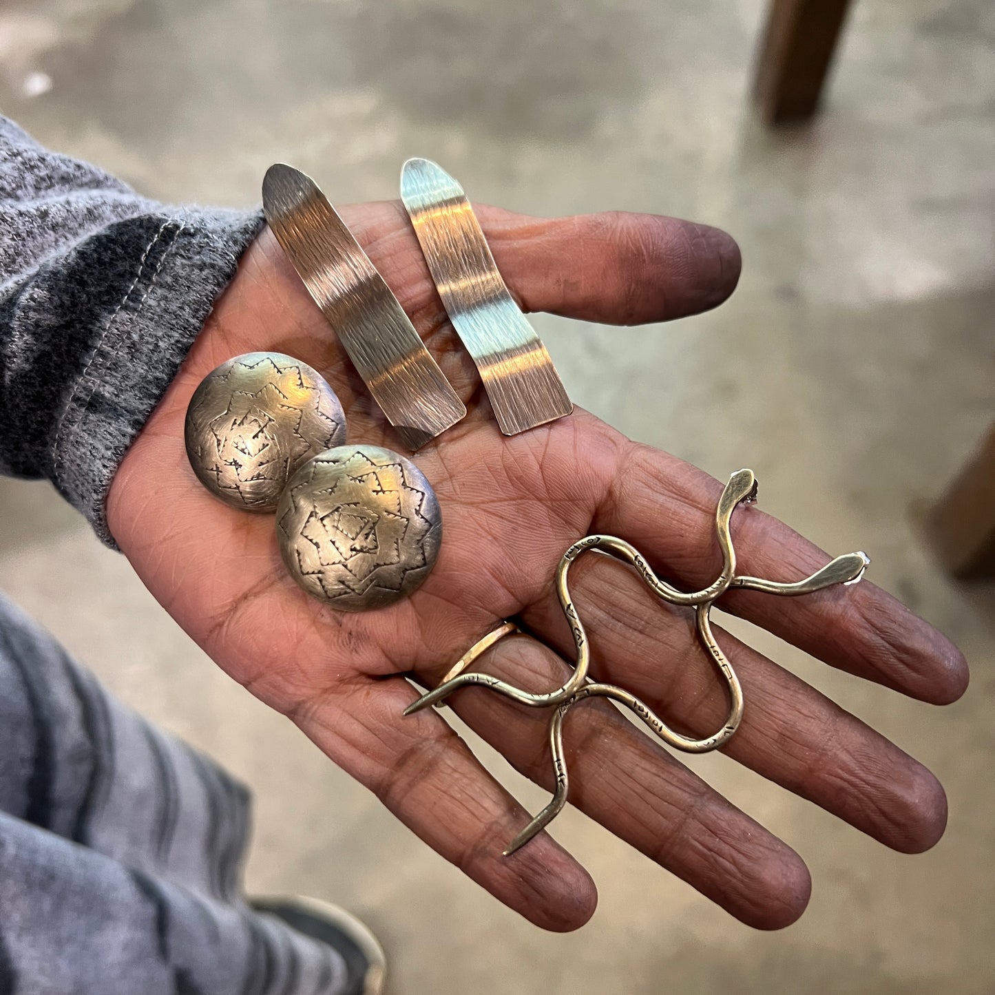 Hand Forged Hoops and Stud Earrings - 4 hours