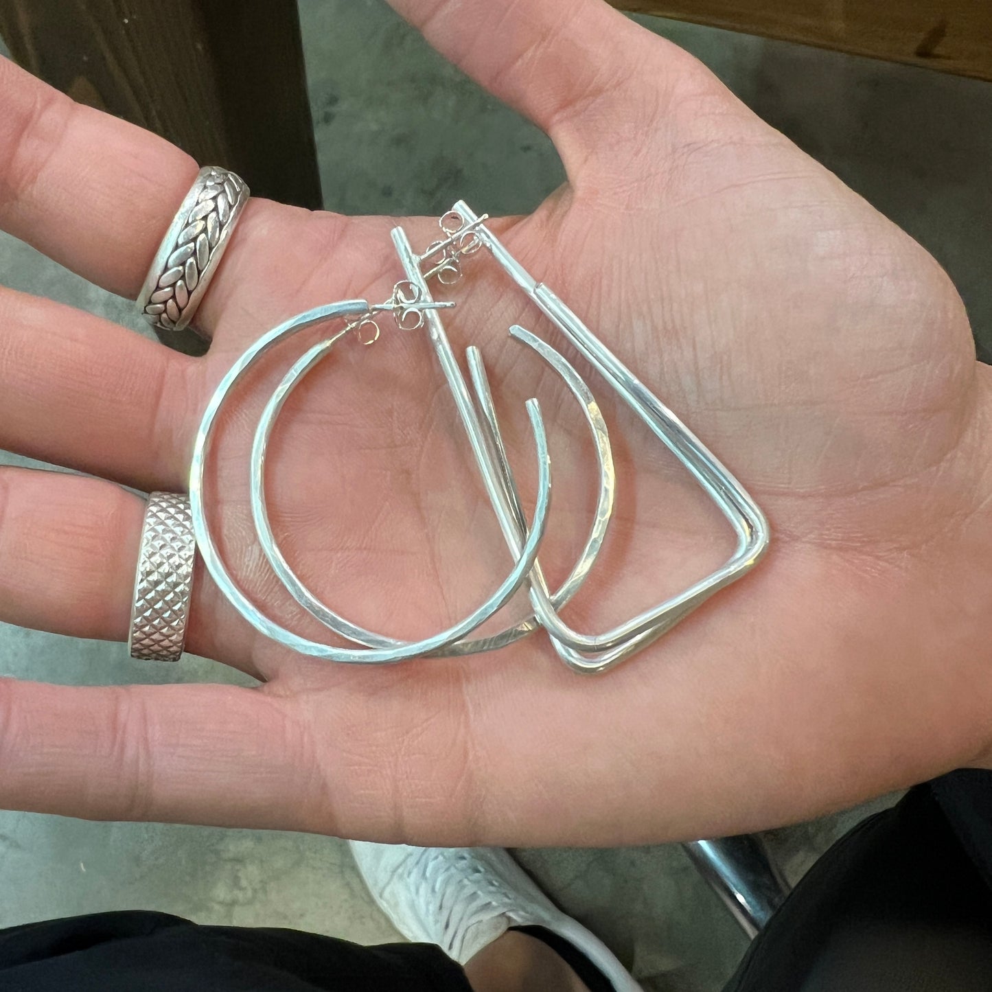 Hand Forged Hoops and Stud Earrings - 4 hours