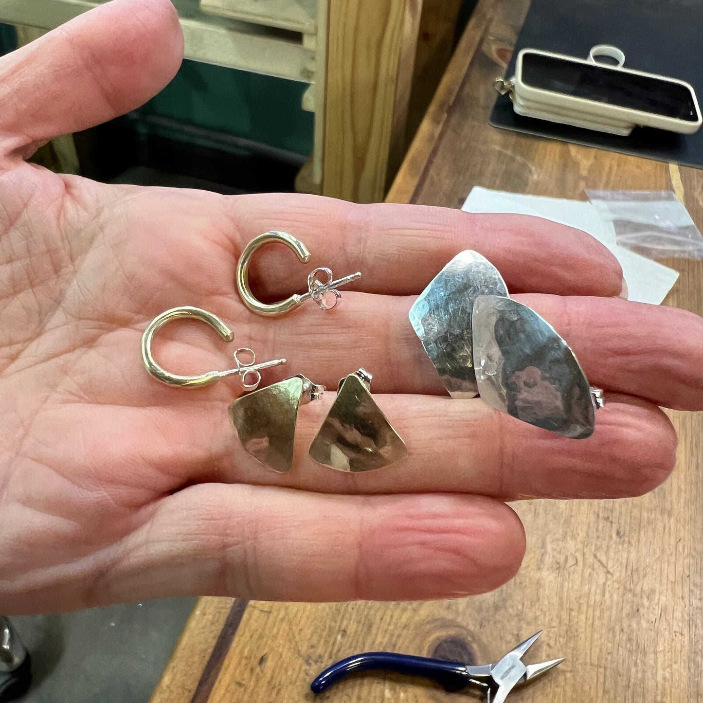 Hand Forged Hoops and Stud Earrings - 4 hours