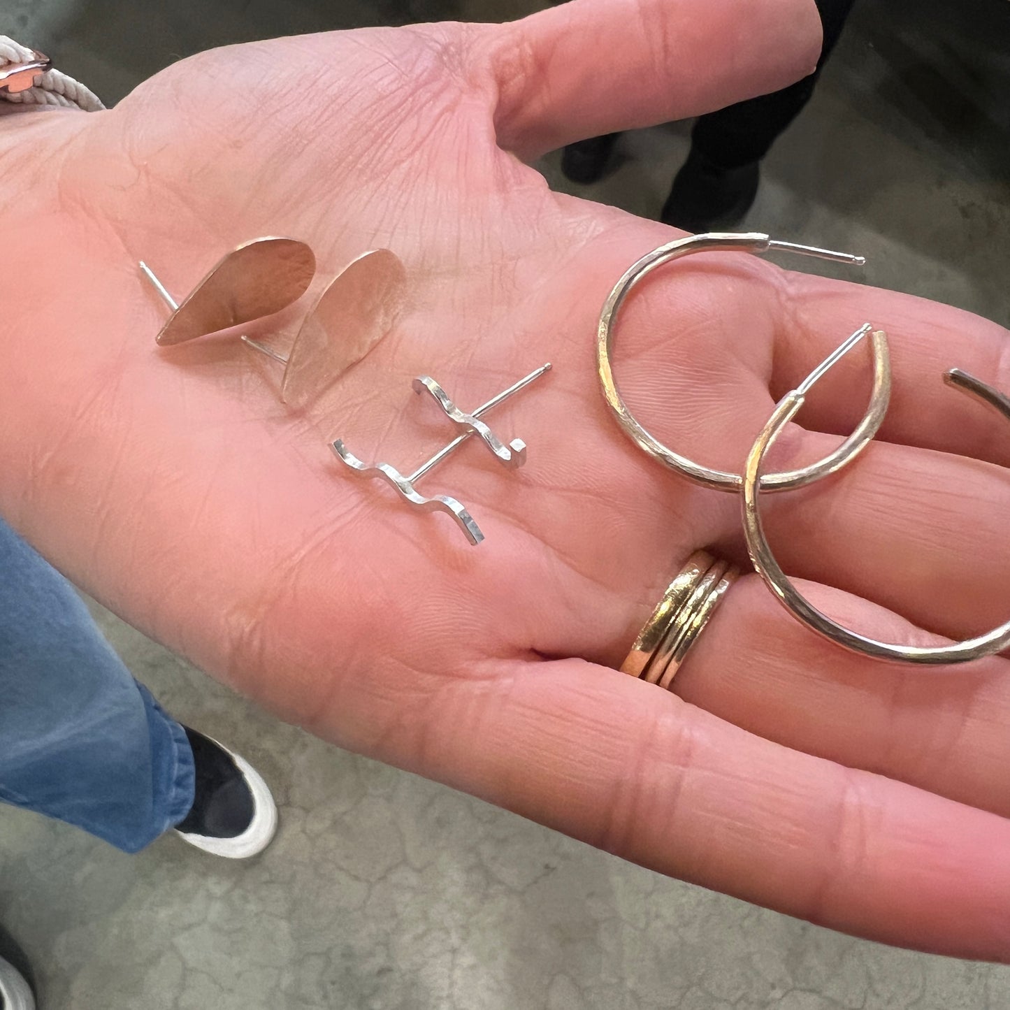 Hand Forged Hoops and Stud Earrings - 4 hours