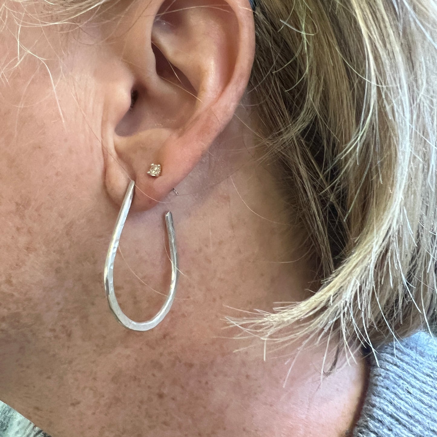 Hand Forged Hoops and Stud Earrings - 4 hours