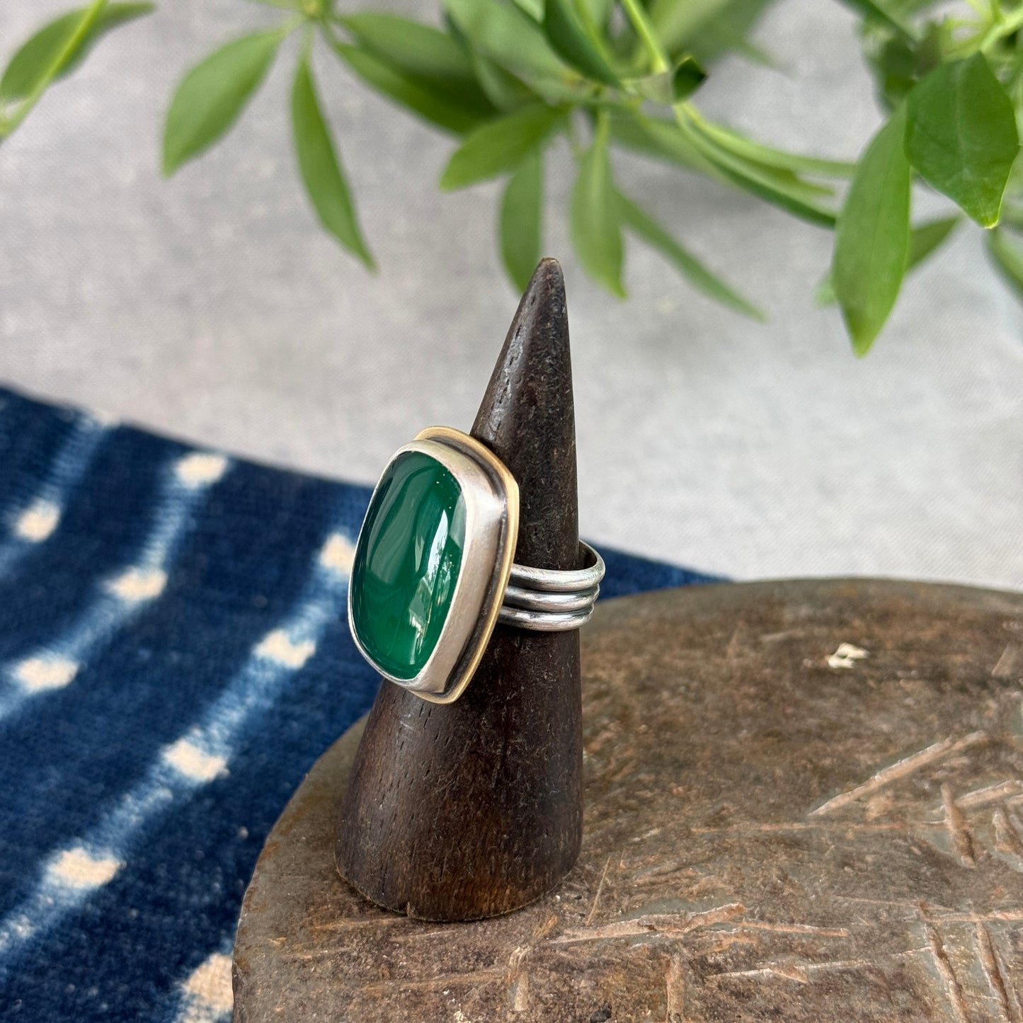 Green Stone Ring - Size 6.5