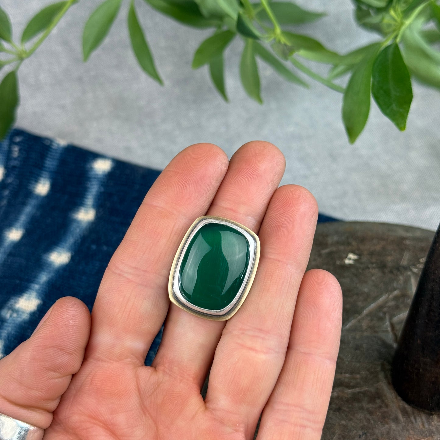 Green Stone Ring - Size 6.5