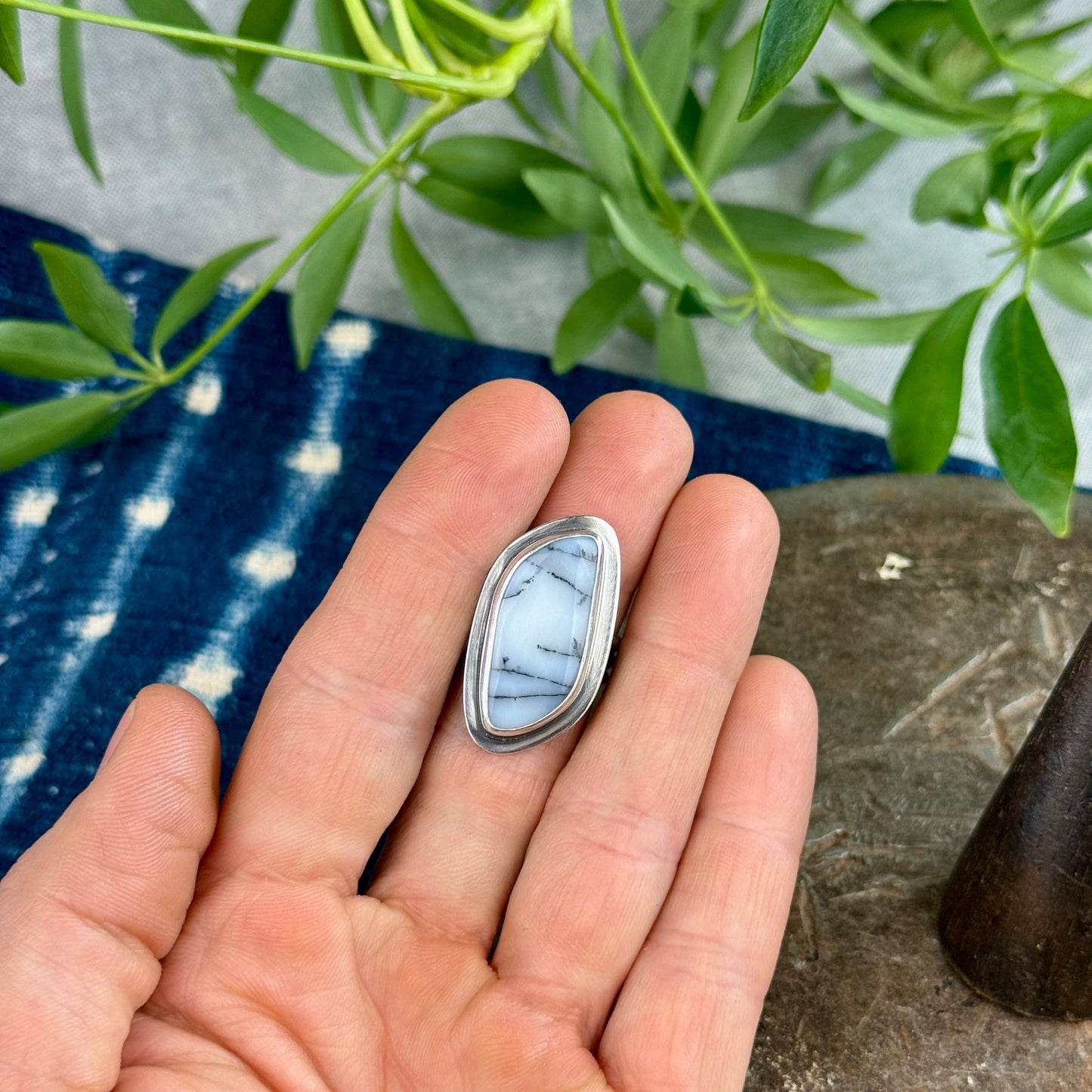 Dendritic Opal Ring - Size 5.5