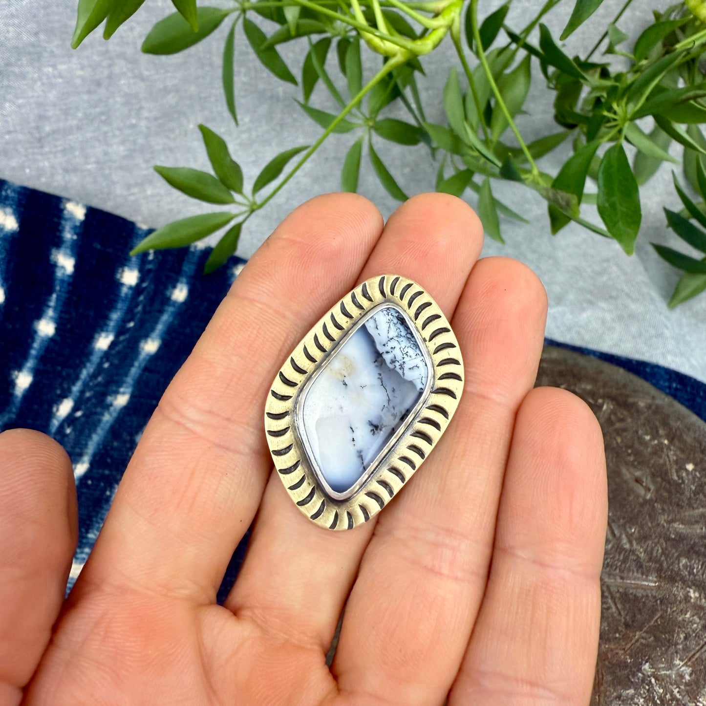 Dendritic Opal Ring - Size 7