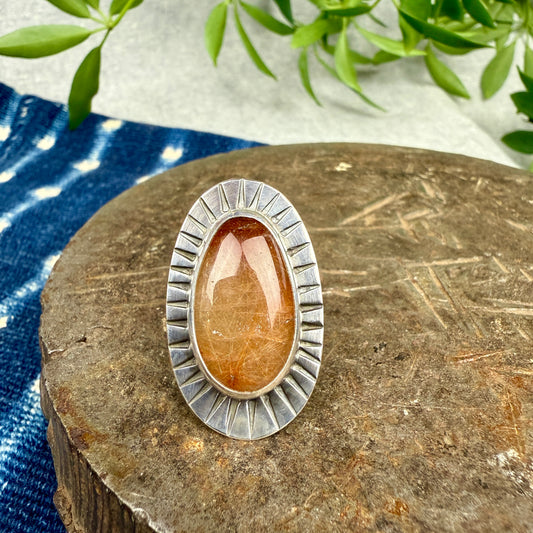 Copper Rutilated Quarz Ring - Size 9.5