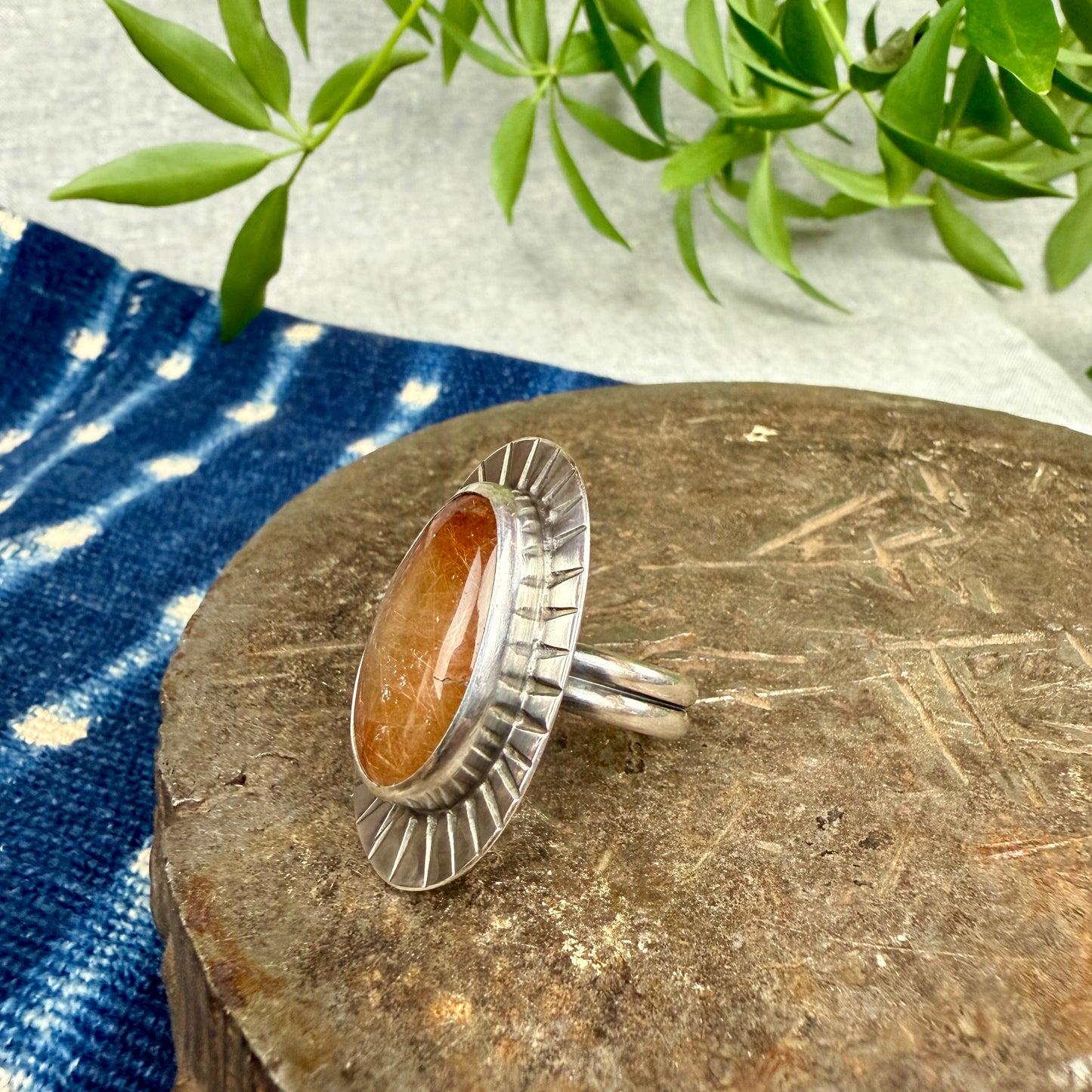 Copper Rutilated Quarz Ring - Size 9.5