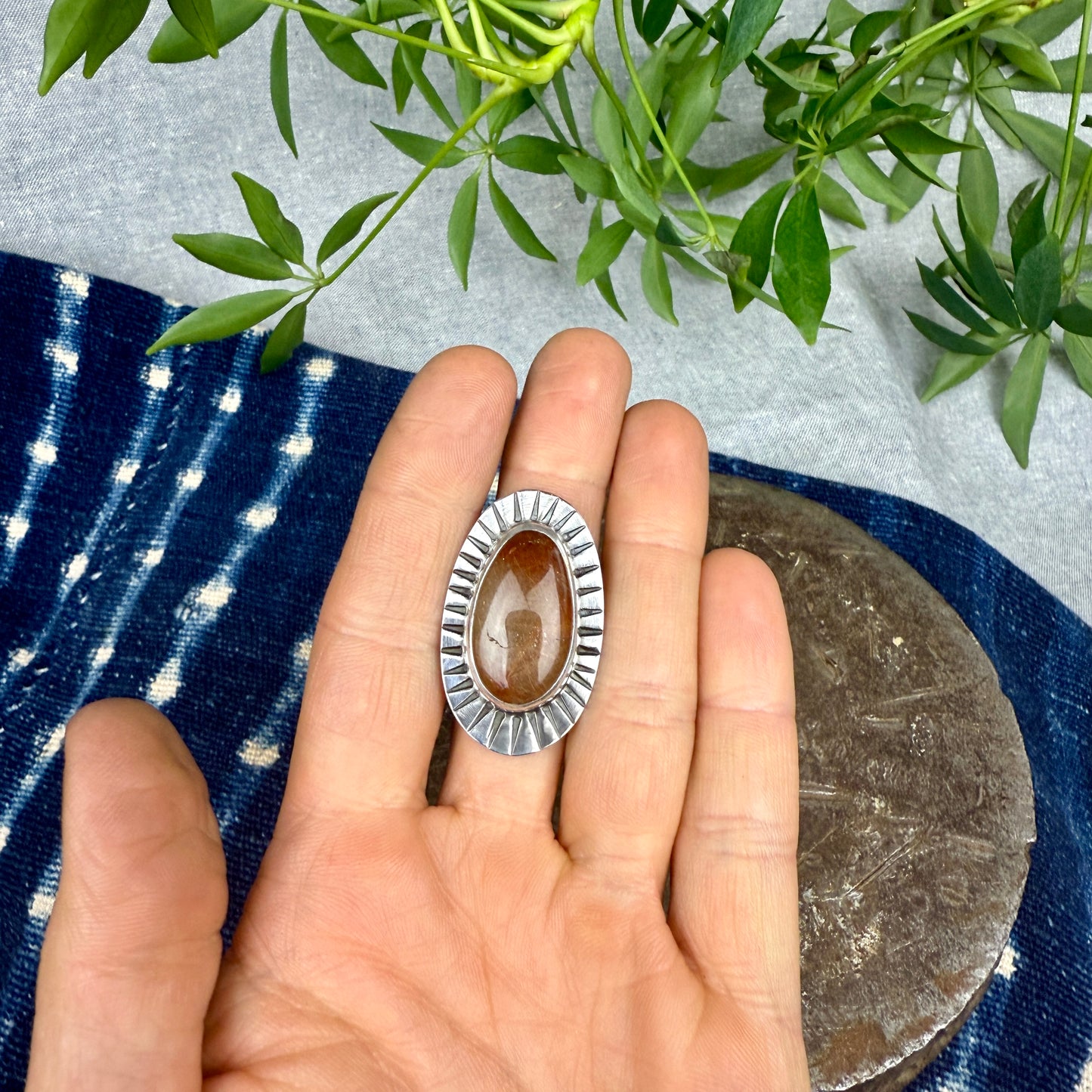 Copper Rutilated Quarz Ring - Size 9.5