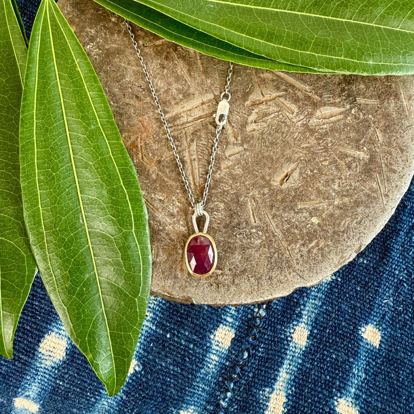 18k Gold, Pink Sapphire Necklace