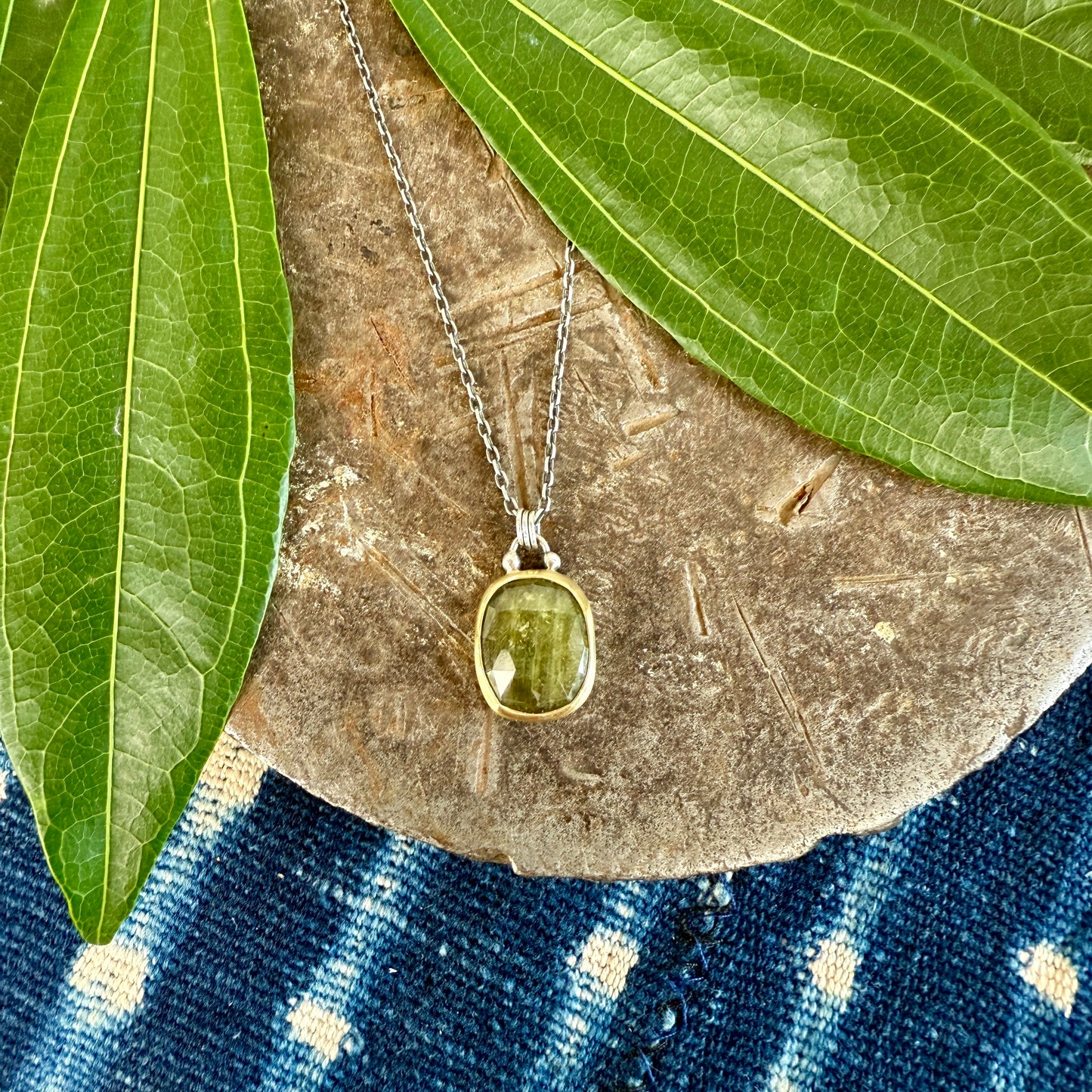 18k Gold, Green Sapphire Necklace