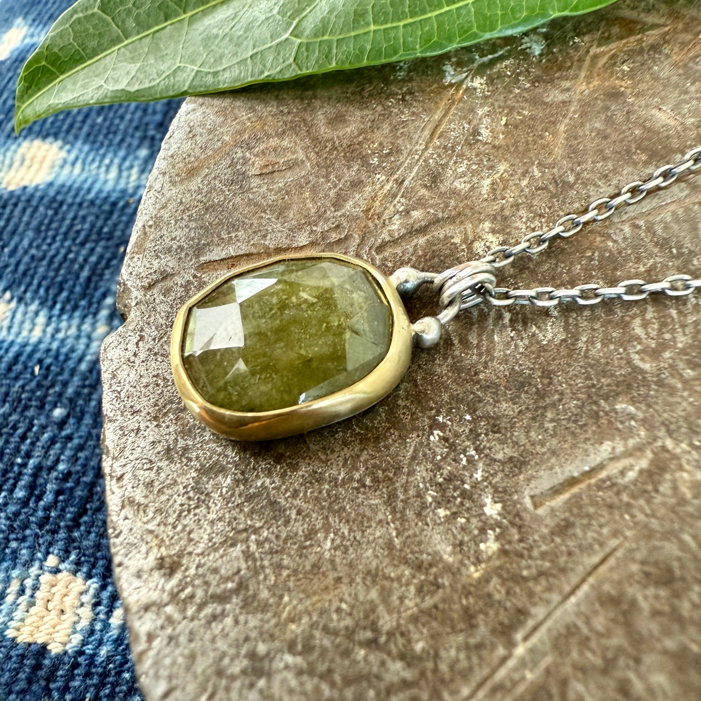 18k Gold, Green Sapphire Necklace