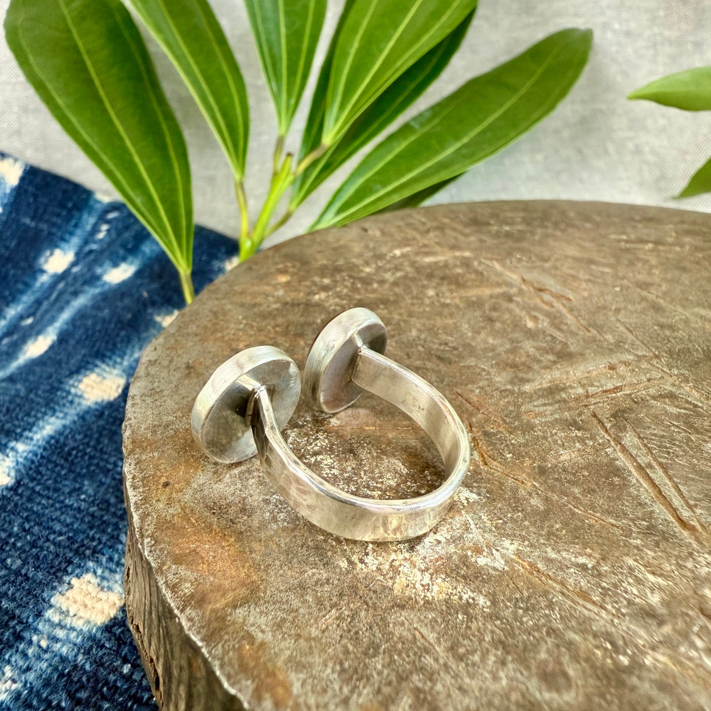 Gray Moonstone and Carnelian Double Stone Ring - Size 8