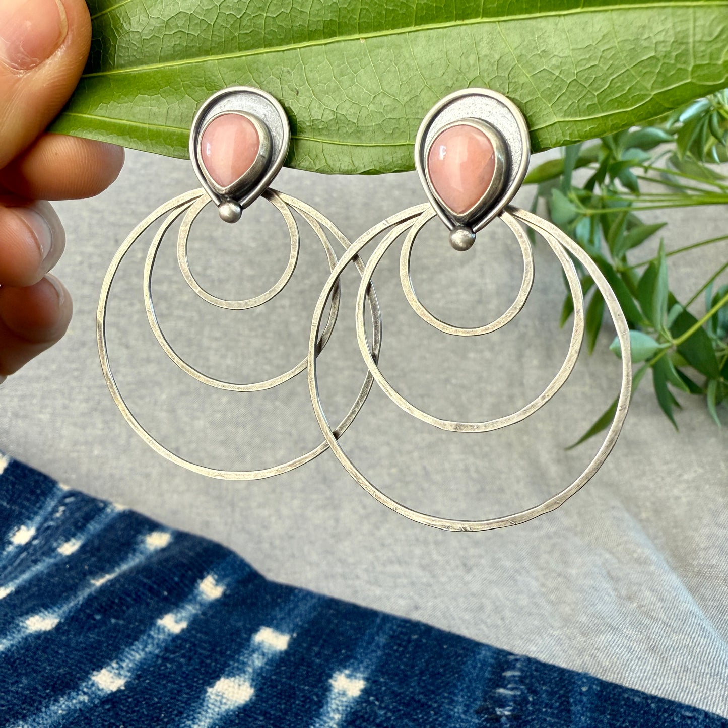 Pink Opal Shadowbox Stud Earrings
