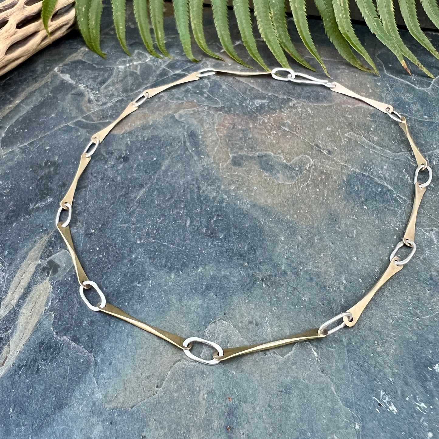 Bar Chain Bar Necklace - Mixed Metals