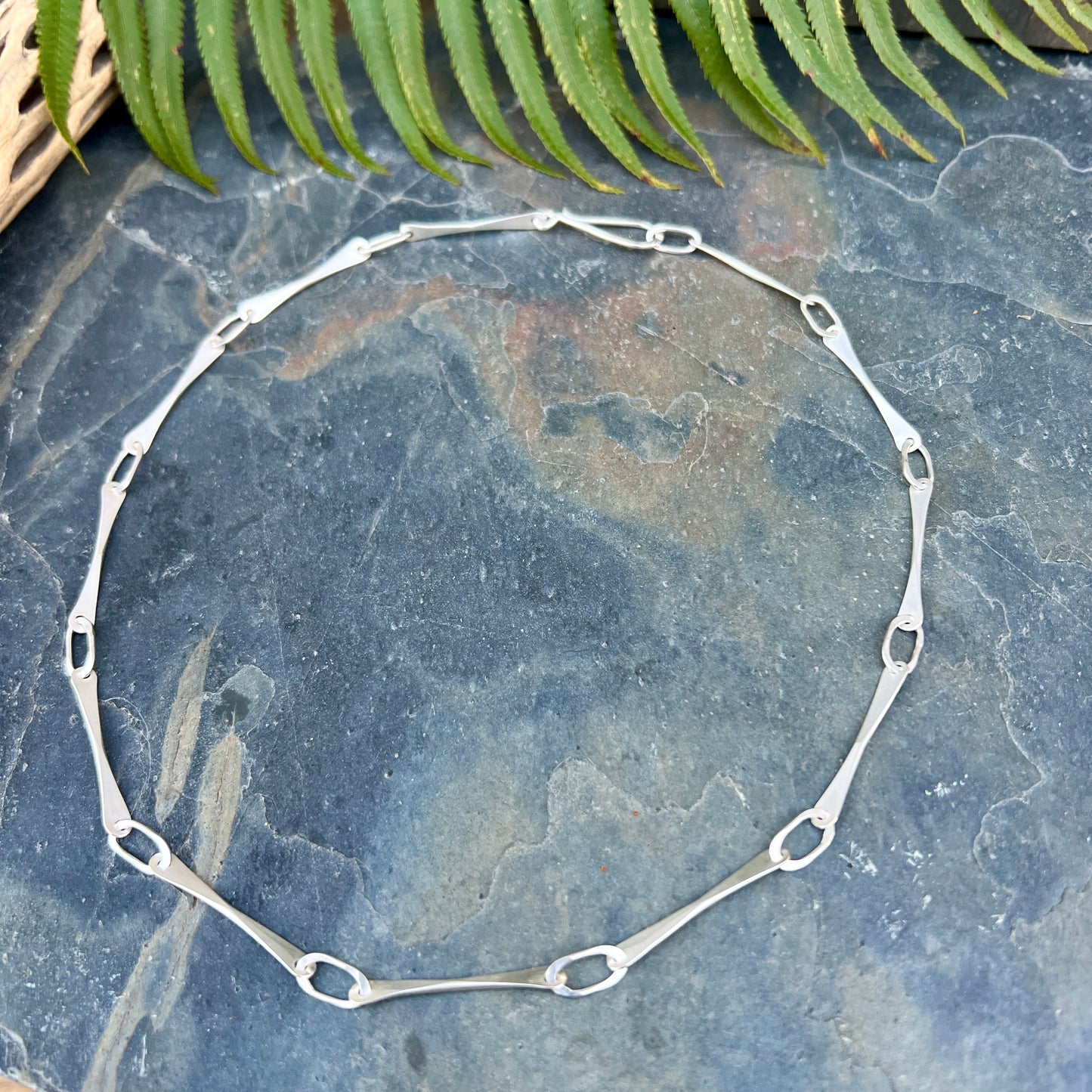 Bar Chain Bar Necklace - Silver