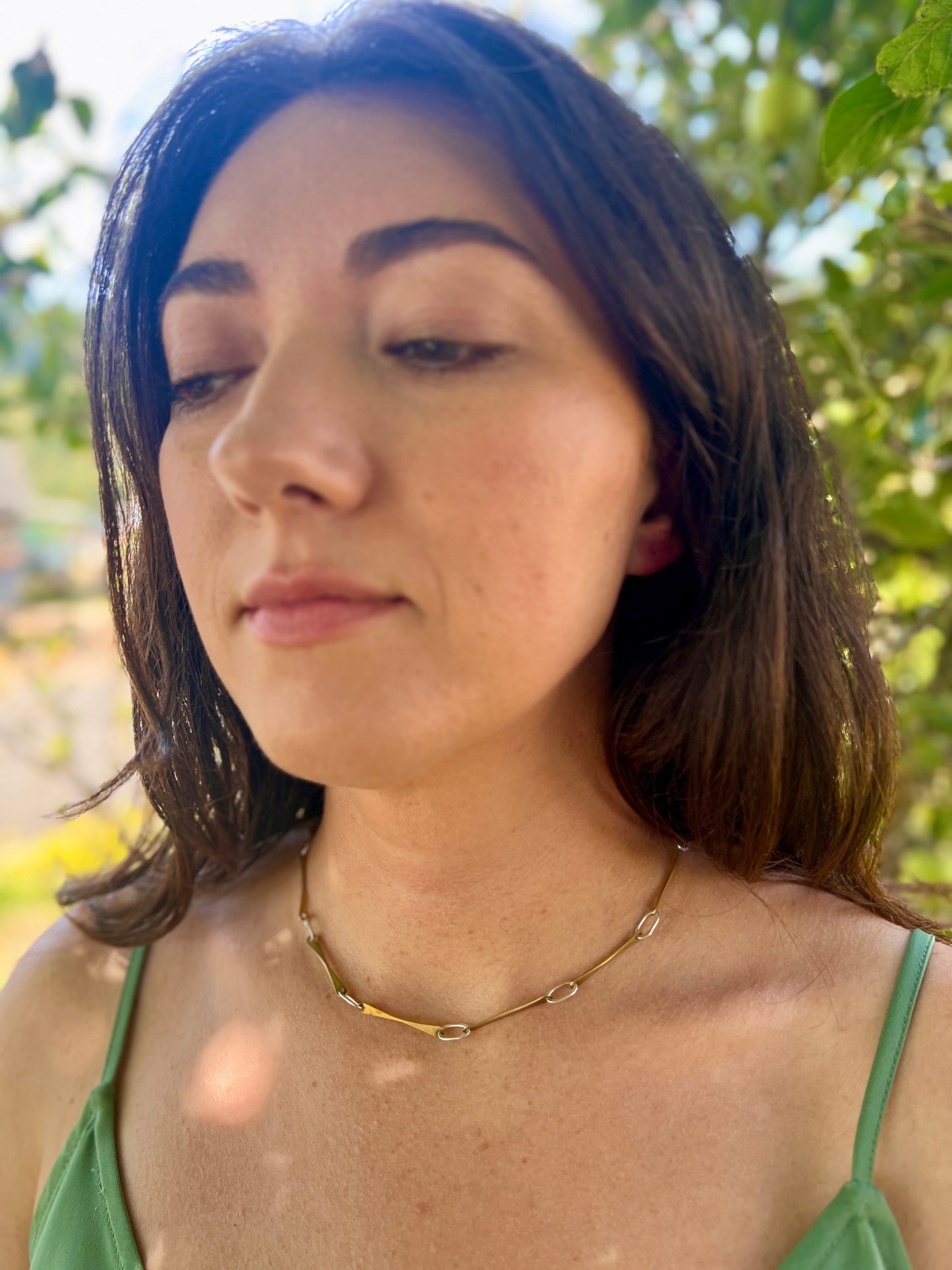 Bar Chain Bar Necklace - Mixed Metals