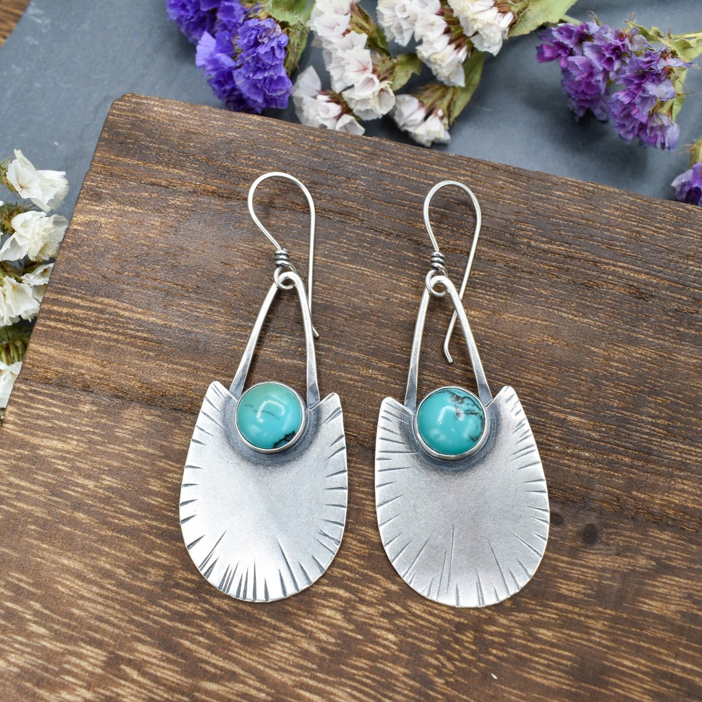 Long Shield Earrings - Choose Your Stone