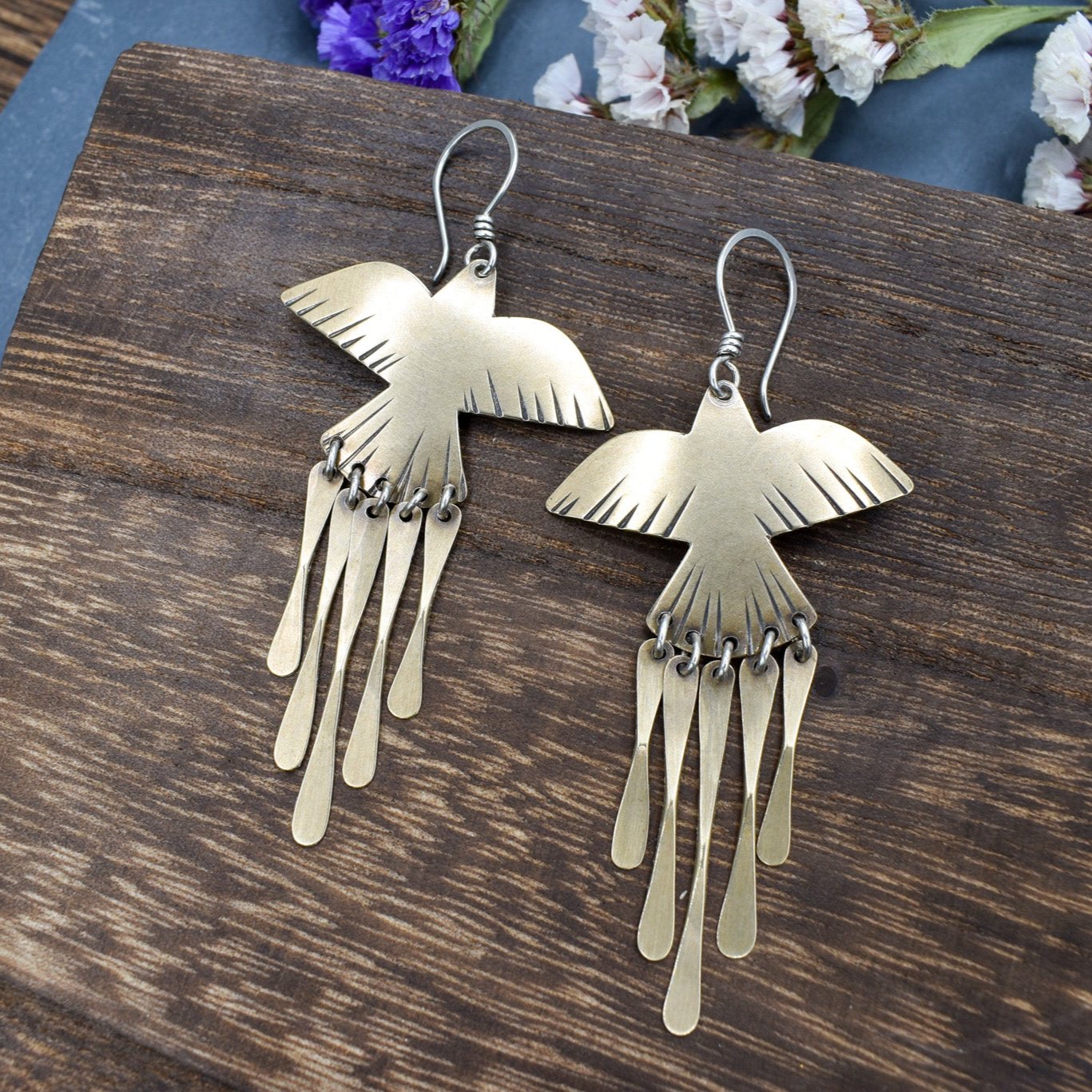 Phoenix Earrings - Brass or Silver