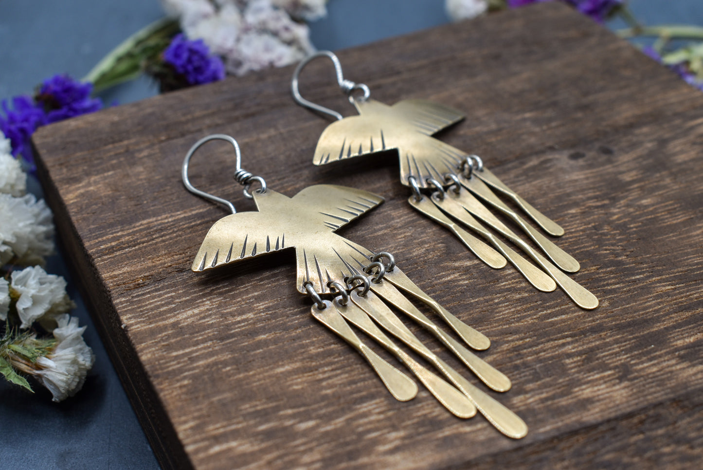 Phoenix Earrings - Brass or Silver