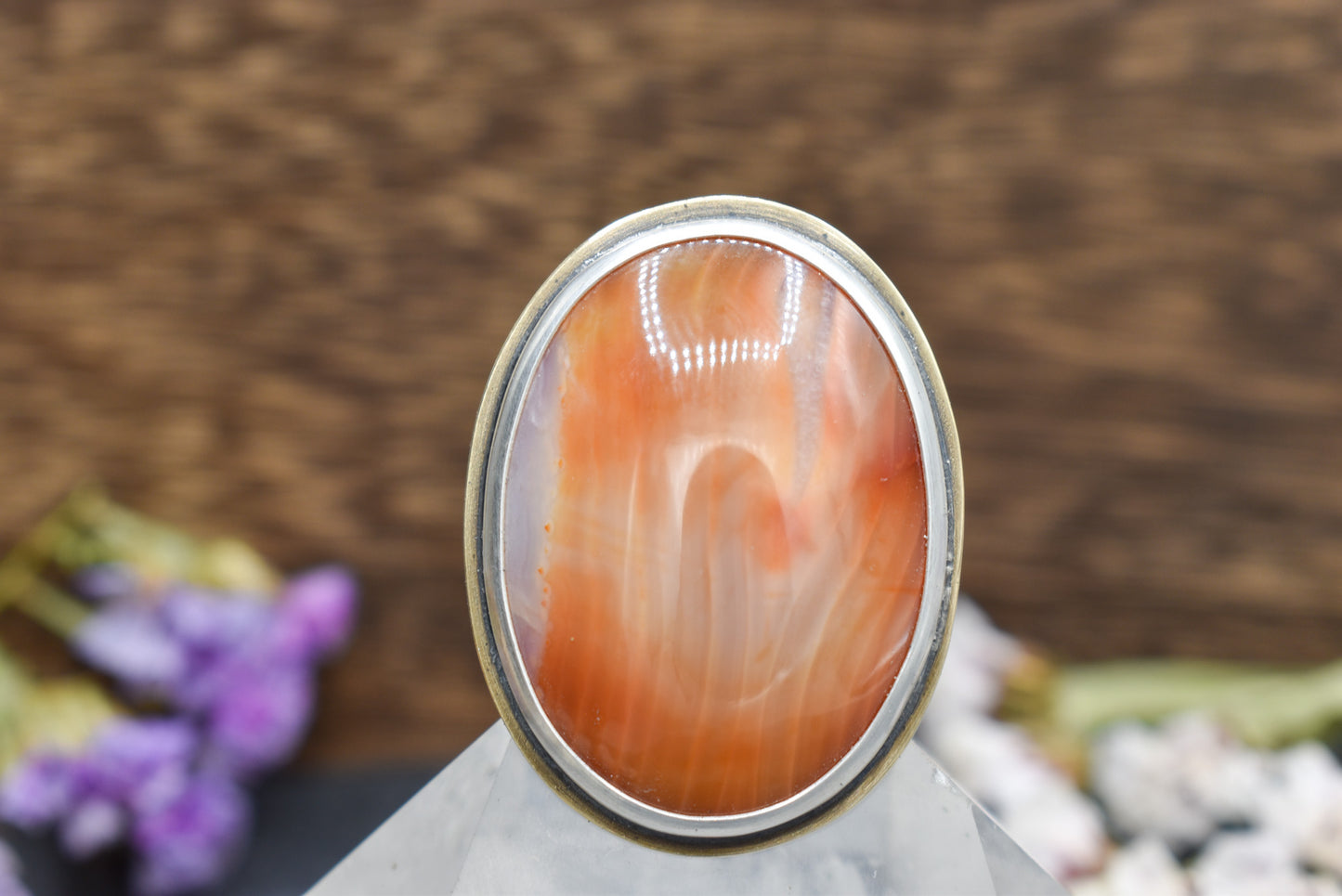 Carnelian Mixed Metals Ring - Size 7.5