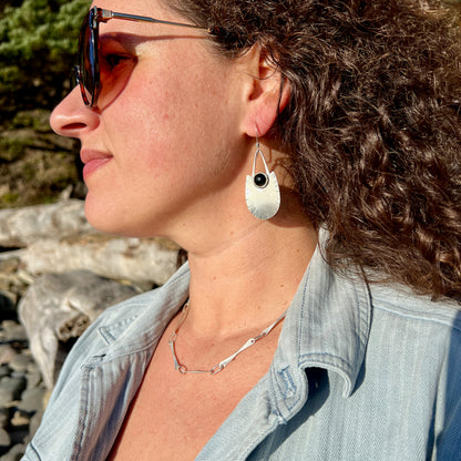 Long Shield Earrings  with Stone