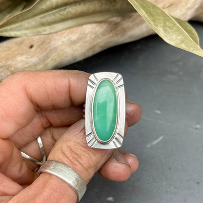 Chrysoprase Rectangle Ring - size 6