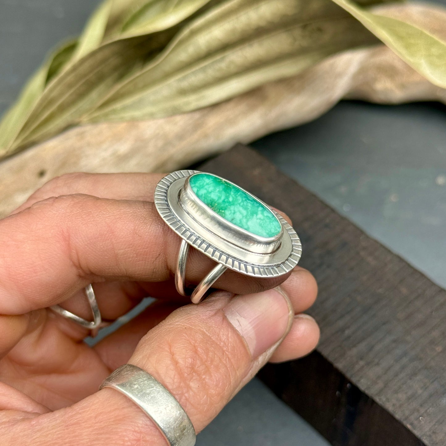 Turquoise Sunburst Statement Ring - size 7