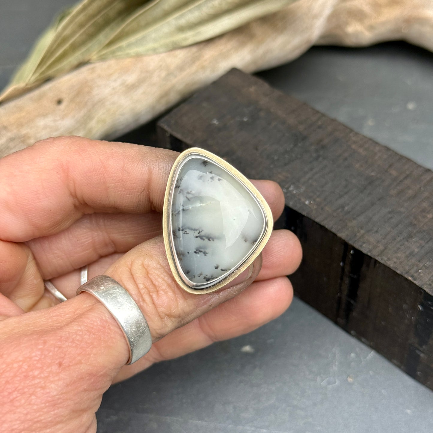 Dendritic Opal Ring - size 7.75