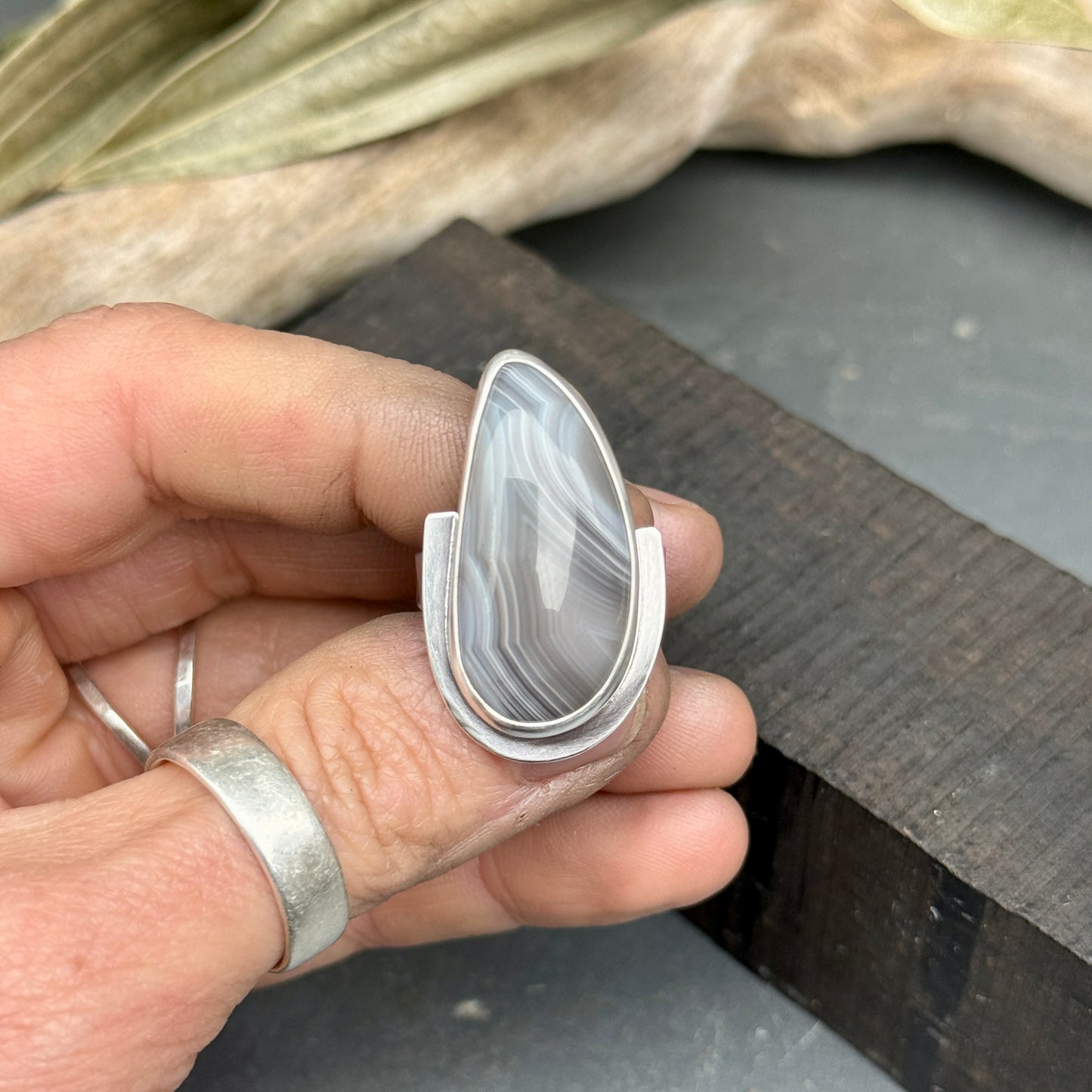 Banded Agate Ring - size 8