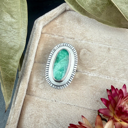 Turquoise Sunburst Statement Ring - size 7