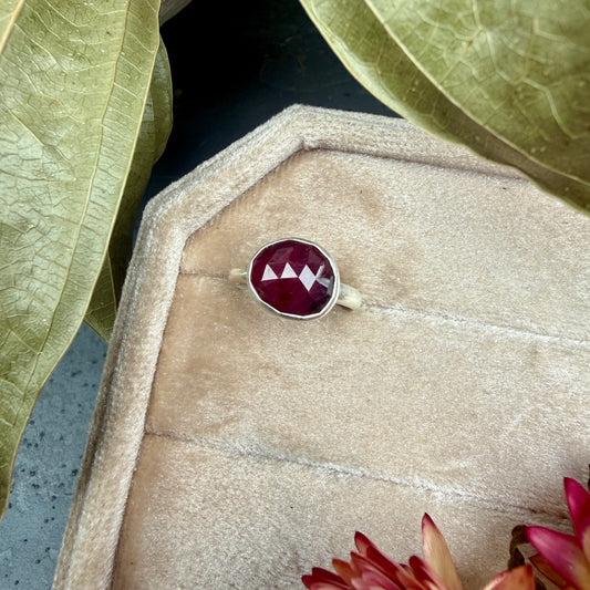 Faceted Pink Sapphire Ring - size 6