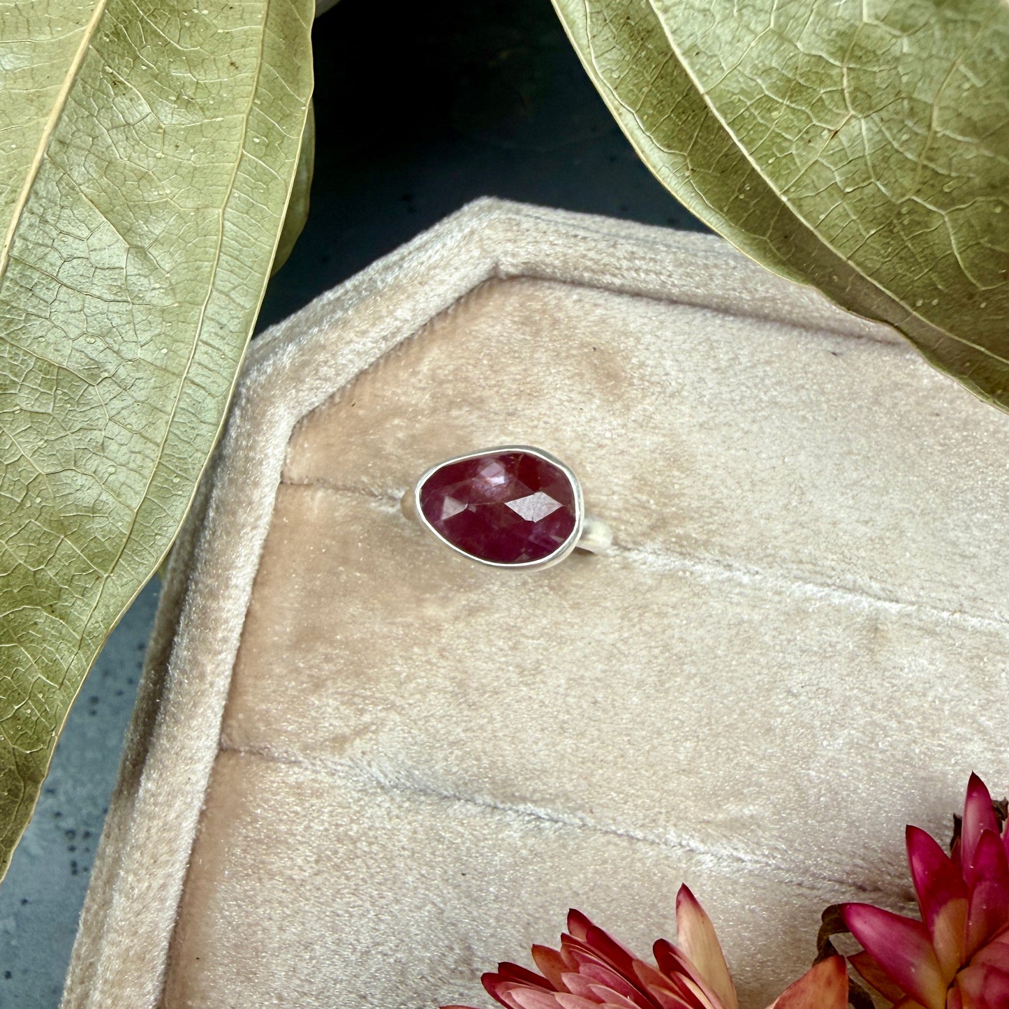 Faceted Pink Sapphire Ring - size 4.5
