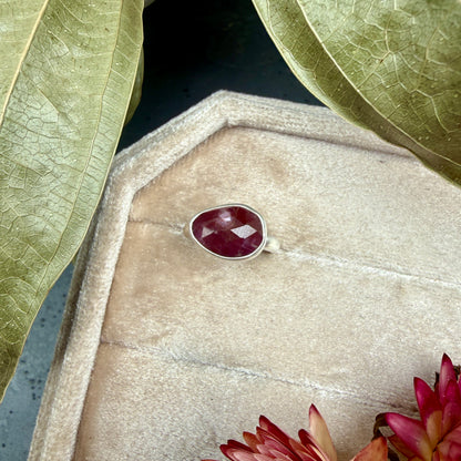 Faceted Pink Sapphire Ring - size 4.5