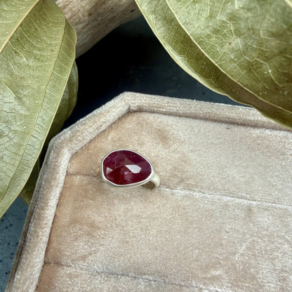 Faceted Pink Sapphire Ring - size 4.5