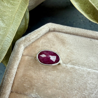 Faceted Pink Sapphire Ring - size 5.75