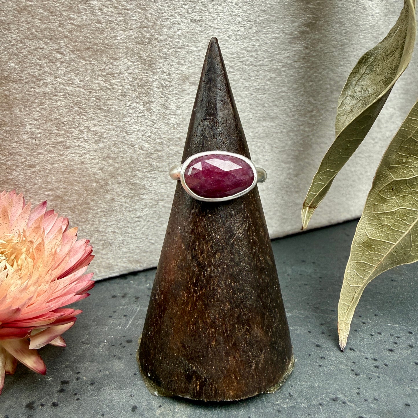 Faceted Pink Sapphire Ring - size 5.75