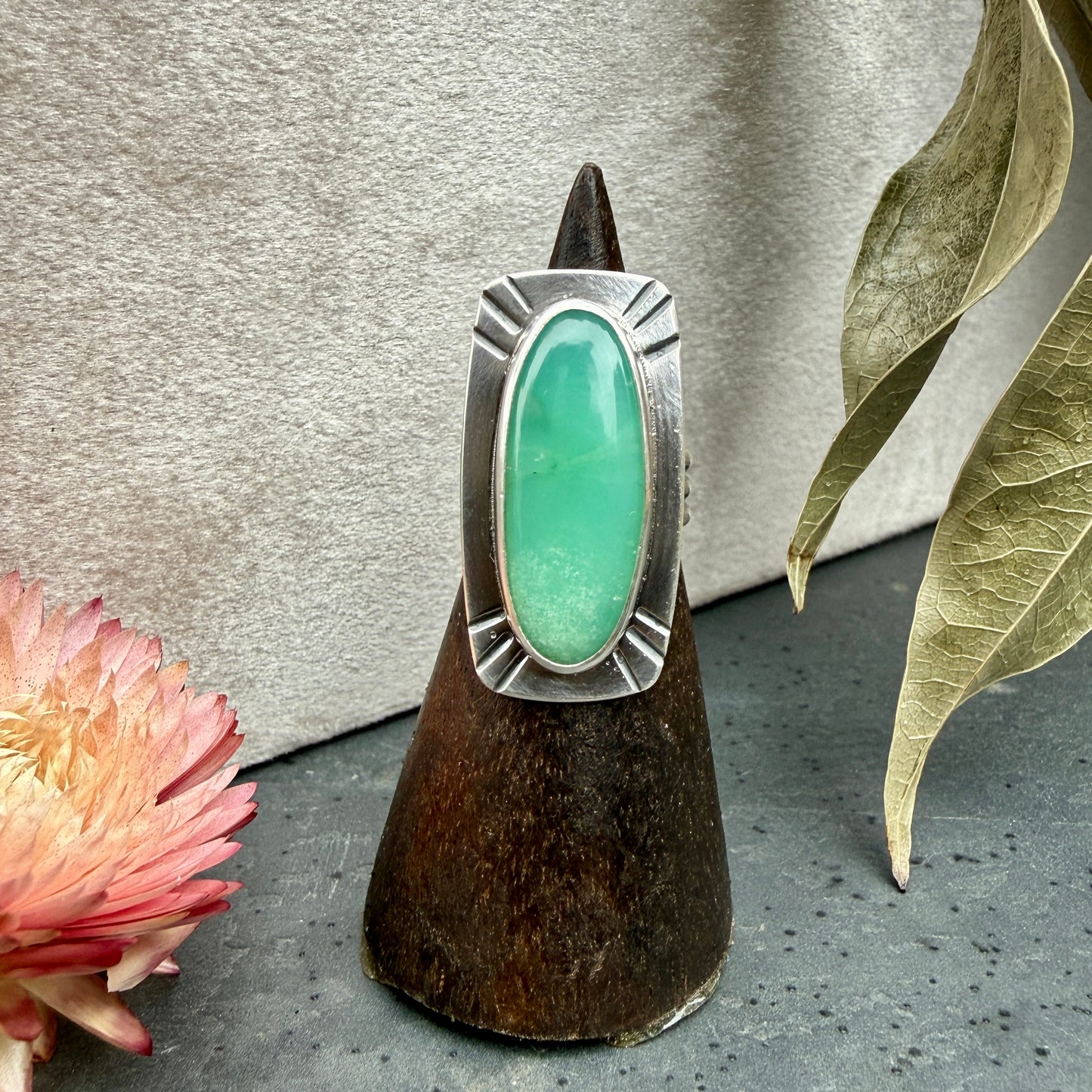 Chrysoprase Rectangle Ring - size 6