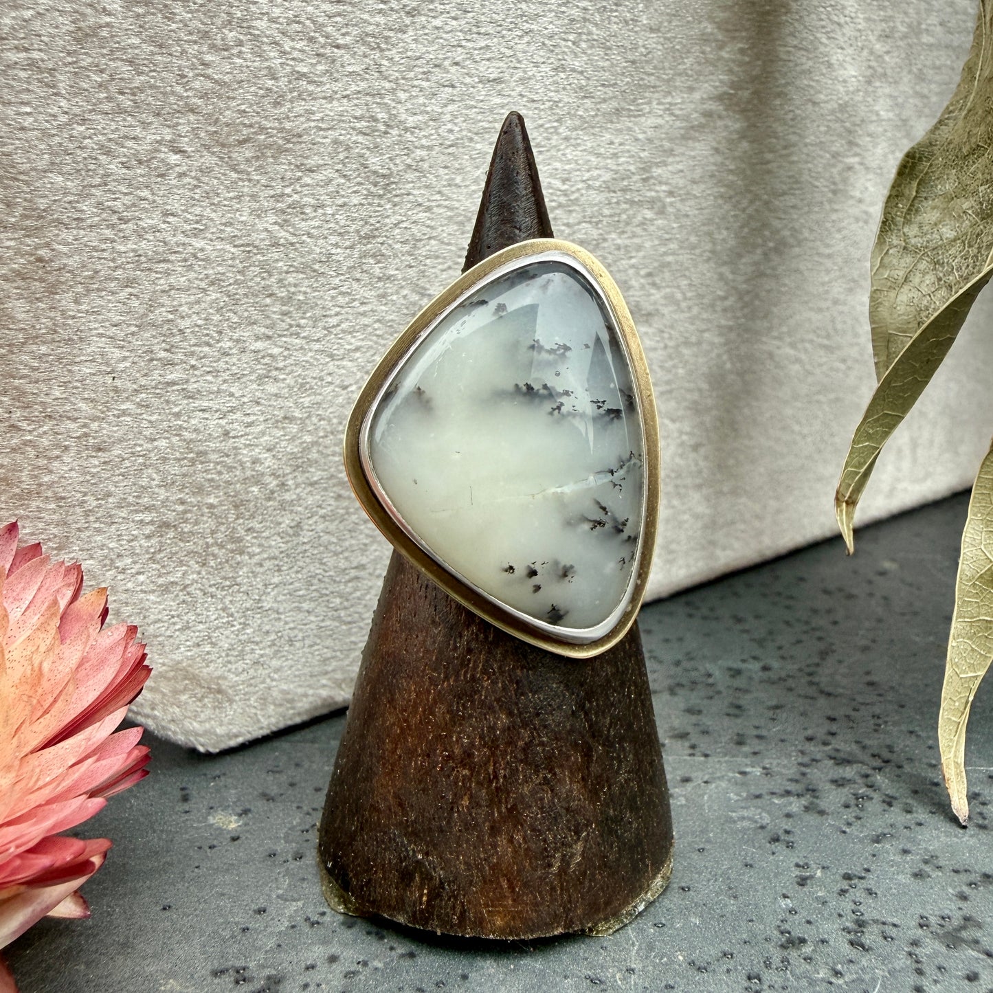 Dendritic Opal Ring - size 7.75