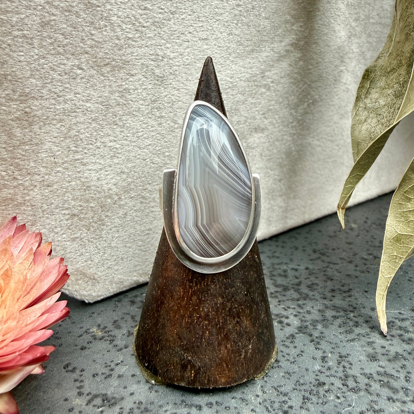 Banded Agate Ring - size 8