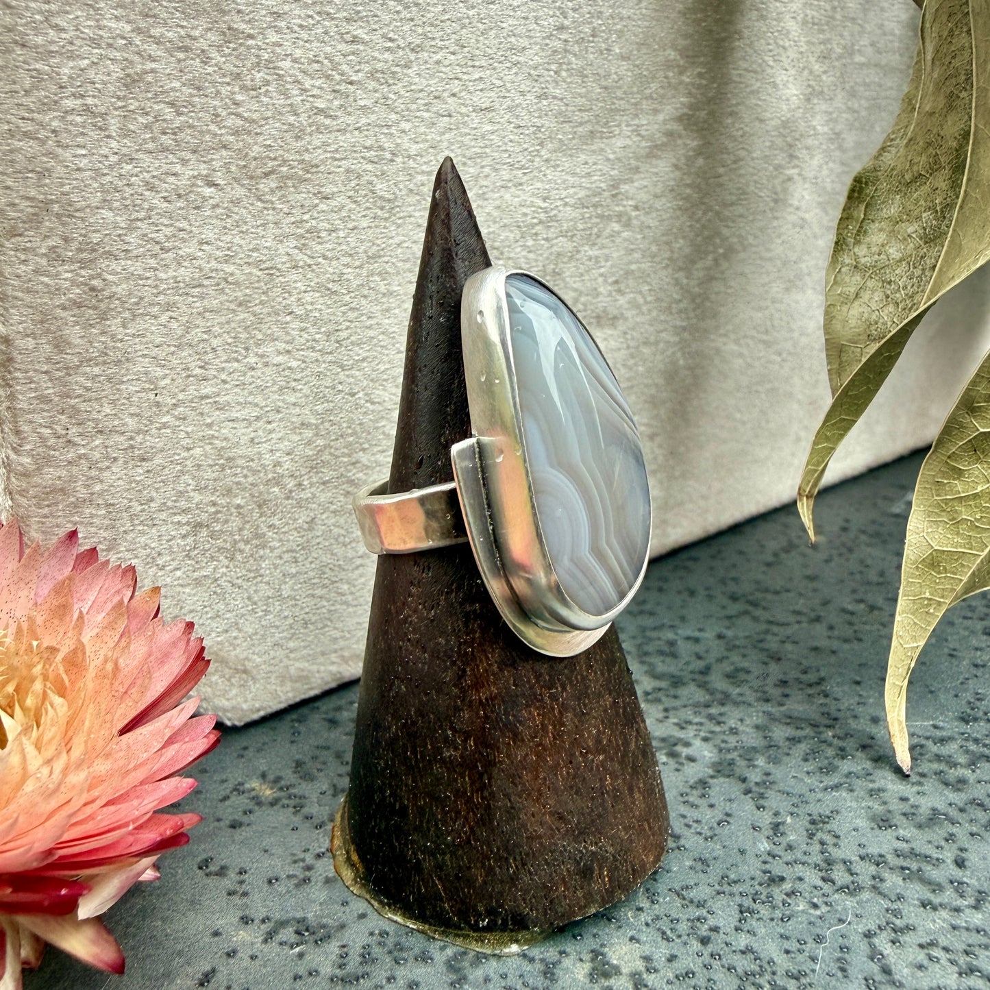 Banded Agate Ring - size 8