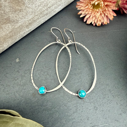 Oval Window Earrings, with turquoise - Variation 8