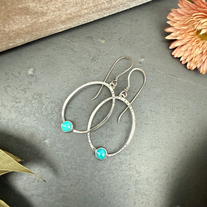 Oval Window Earrings, with turquoise - Variation 4