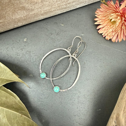 Oval Window Earrings, with turquoise - Variation 5