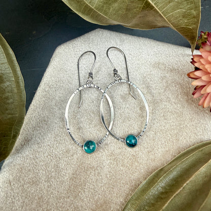 Oval Window Earrings, with turquoise - Variation 3